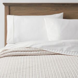 Threshold - Full/Queen Reversible Cotton Stripe Quilt Khaki -  Khaki